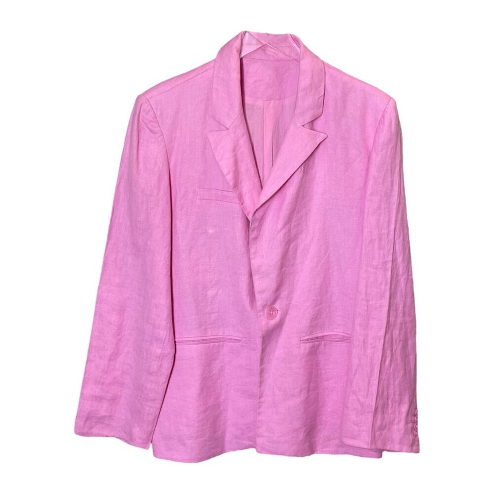 NA-KD ART Pink Linen Oversized Blazer Jacket Unisex 100% Linen